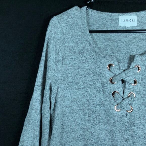 Olive & Oak Womens Sweater Gray Soft V Neck Pullover Long Sleeve XLarge - Picture 4 of 12